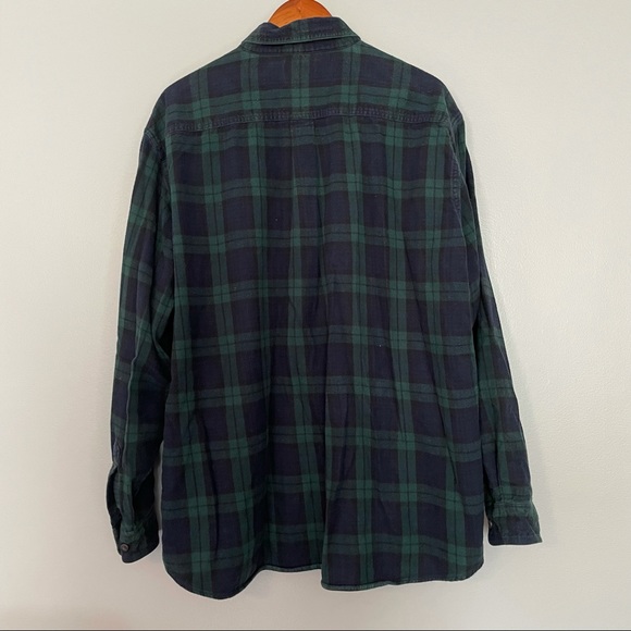 Vintage LL Bean Green Plaid Flannel Long Sleeve Shirt Men’s XXL 2XL - Picture 3 of 6